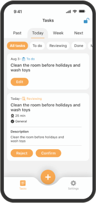 Image of an iPhone showing the app interface